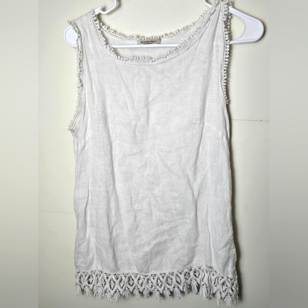 Women's Valentina Naldi 100% Linen Sleevless Tunic Elevated Basic, Size Medium